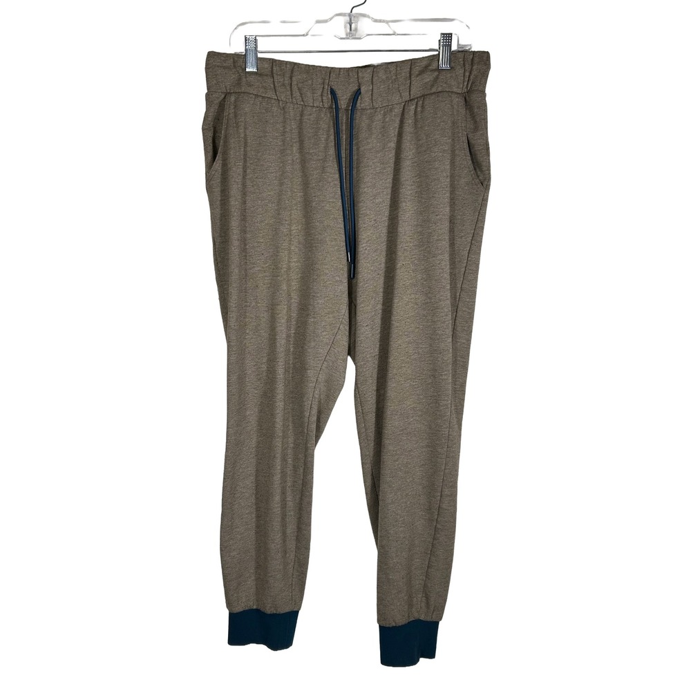 Ascend Mens Brown Organic Cotton Recycled Polyester Joggers Size L‎ Navy Trim